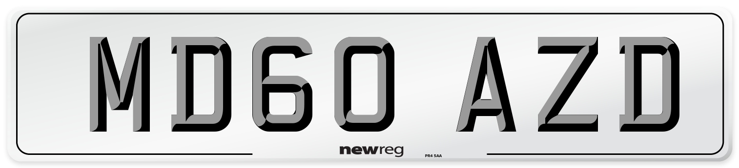 MD60 AZD Number Plate from New Reg